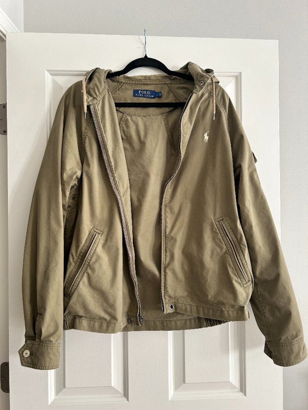 Polo Ralph Lauren Cotton Twill Hooded Zip Bomber Jacket - Olive Khaki Green Tan